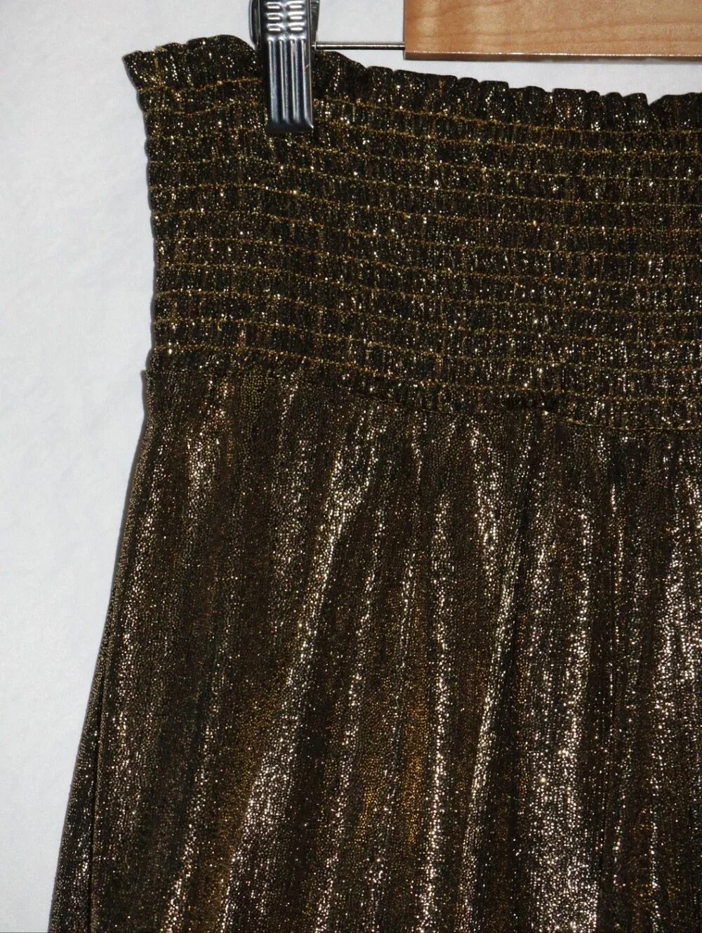 Pants Store High-Waist Shimmery Metallic Gold Fly Away Swing Shorts.
